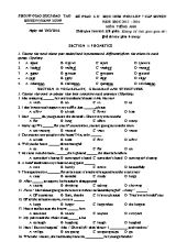 Đề giao lưu học sinh giỏi cấp huyện môn Tiếng Anh Lớp 7 - Năm học 2015-2016 - Phòng giáo dục và đào tạo huyện Quảng Xương